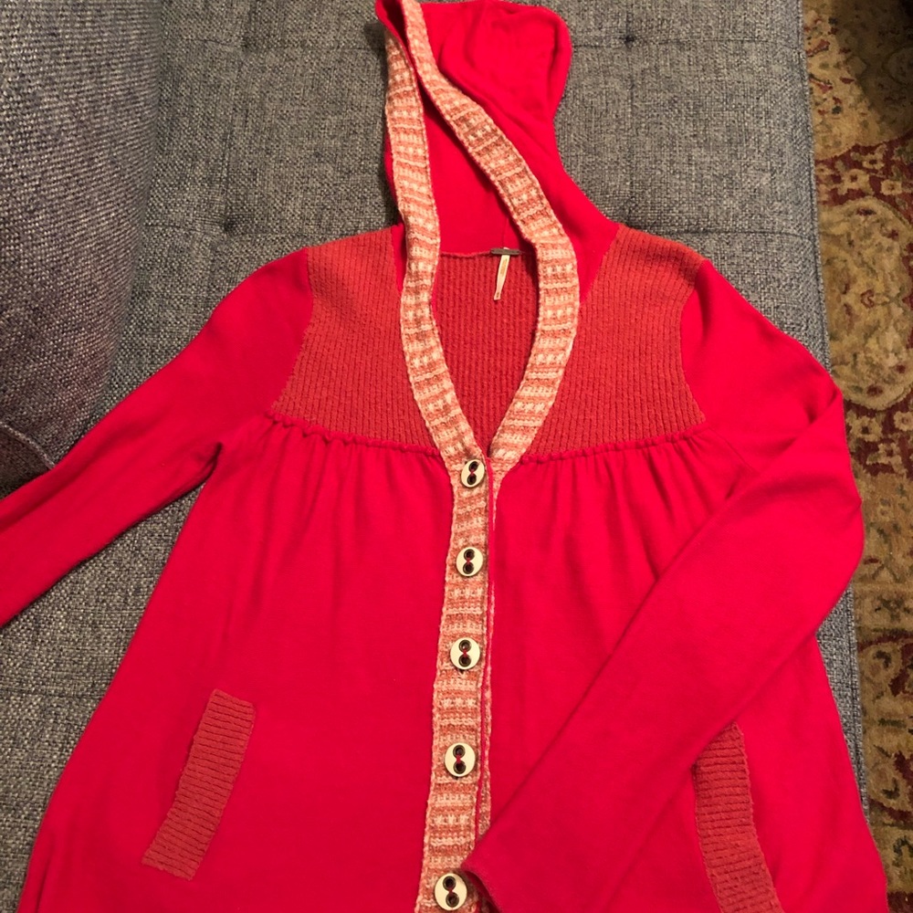 Free People Hooded Knit Cardi Sweater